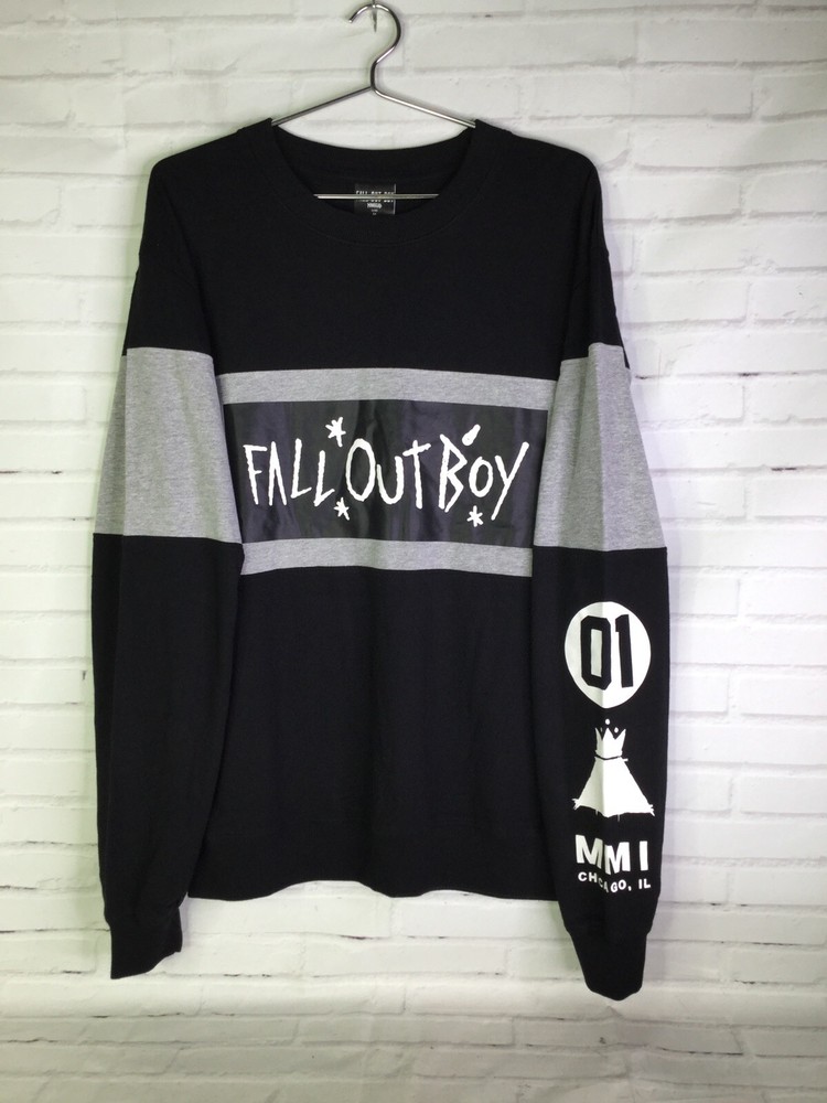 Fall Out Boy Manhead Panel Logo Sweatshirt Pullover Black Gray Men’s Size M