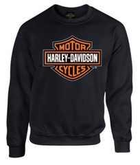 Harley-Davidson Mens Bar & Shield Long Sleeve Crew Neck Fleece Sweatshirt, Black