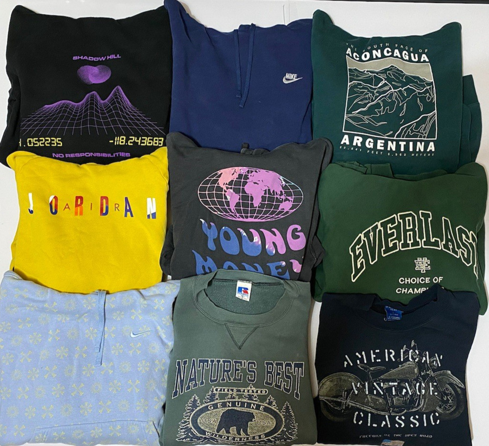 Wholesale Lot of 20 Sweatshirts Various Mens Size Vintage Y2K Rap Sports Graphic
