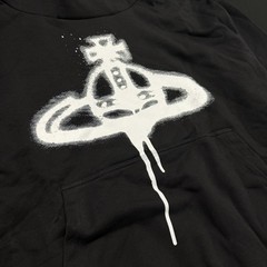Vivienne Westwood Hoodie Spray Orb Pullover Men Size Medium Black Organic Cotton