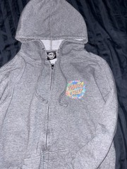 Santa Cruz Gray Teens S Full Zip Hooded Hoodie Graphic Print Pockets