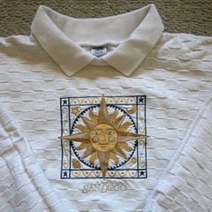 Crazy Shirts Men’s Collared Pullover Sweatshirt White M Sun Graphic Print
