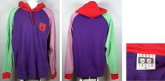 Teddy Fresh Purple Green Red Pullover Hoodie Open Pockets Drawstring Embroidered