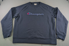 Champion Sweatshirt Cotton Blend Pullover Ribbed Cuffs Mens XX Large Blue 28×25