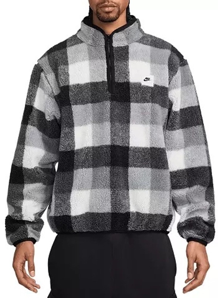 Men’s Nike Fleece Pullover Size S Black white plaid