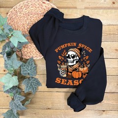 Pumpkin Spice Skeleton Jumper | Autumn Sweatshirt | Pumpkin Spice Theme Jumper