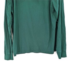 Preppy Collegiate Polo T-shirt long sleeve Hoodie Green 100% Cotton Size M