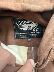 Dodge x Reason Men’s Colorblock Full Zip Hooded Hoodie Brown/Beige XL