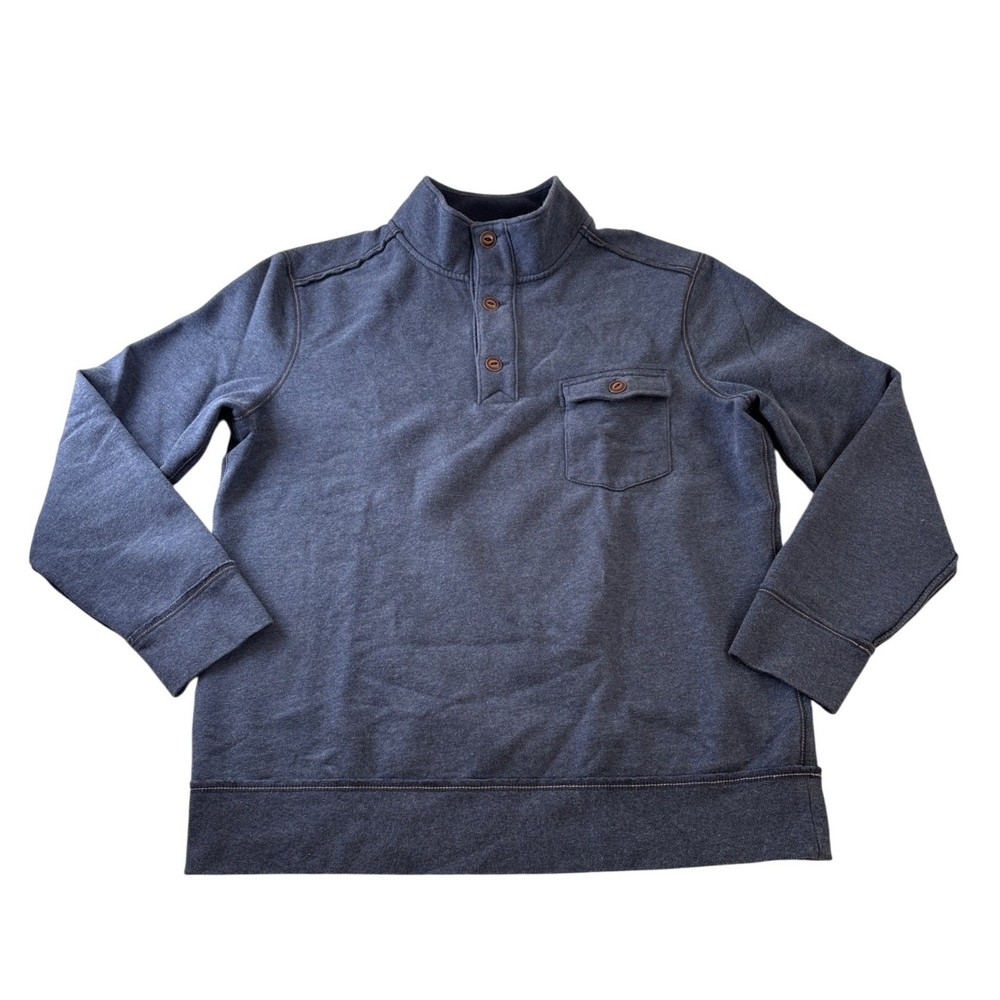 Tommy Bahama Quarter Zip Pullover Sweatshirt Men’s L Blue Cotton Polyester Blend