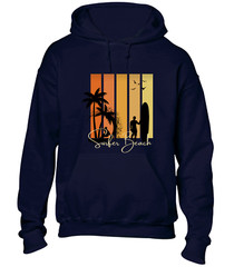 SURFER BEACH SILHOUETTE HOODY HOODIE CASUAL SUMMER HOLIDAY CLOTHING FUNNY TOP