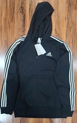 Adidas Men Essentials Fleece 3-Stripes Full-Zip Hoodie Mens L