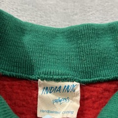 Vtg India Ink Pullover Sweatshirt Unisex OS Red USA Made Bear XMas Handpaint 90