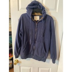 Weatherproof Vintage Mens Sherpa Lined Full Zip Hoodie Navy Blue Size Medium