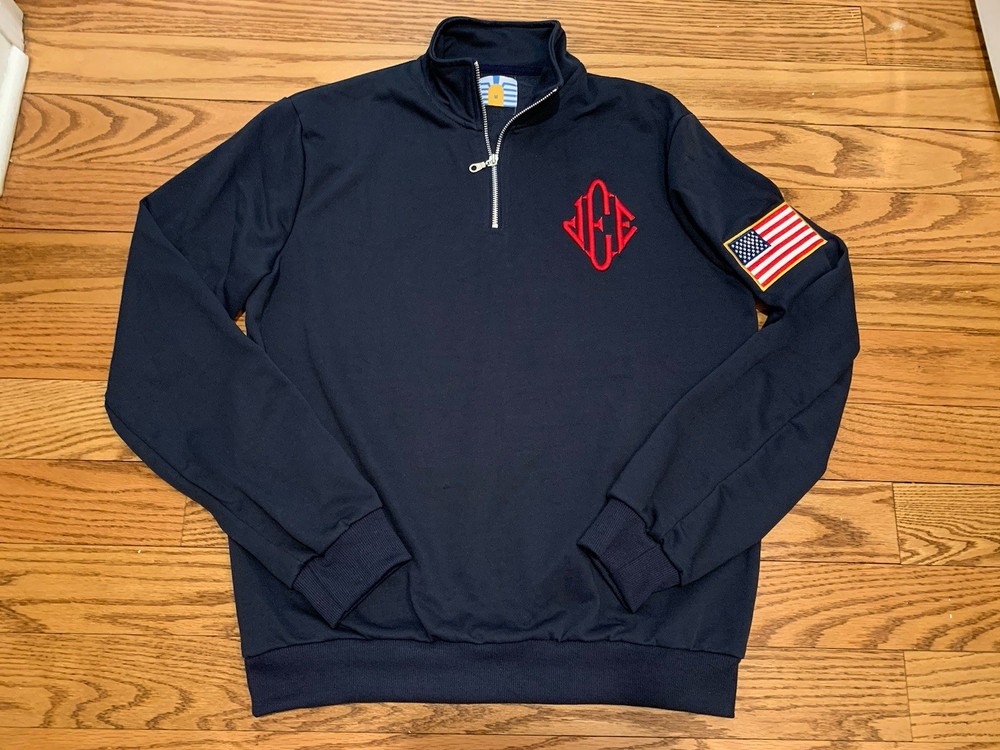 NEW JE Quarter Zip SWEATER Blue USA 1/4 ZIP JEE Sweatshirt USA SELLER