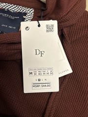 NWT Denim And Flowers, burgundy Hooded Three Button Thermal Knit