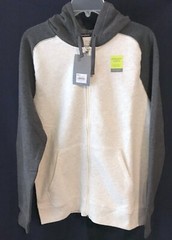 Men’s $40 Tek Gear Ultrasoft Dark Gray/Oatmeal Full Zip Fleece Hoodie Size S NWT