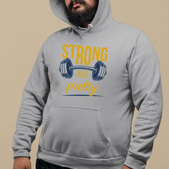 Strong And Pretty Gym Hoodie Weight Training Fitness Workout Lovers Gift