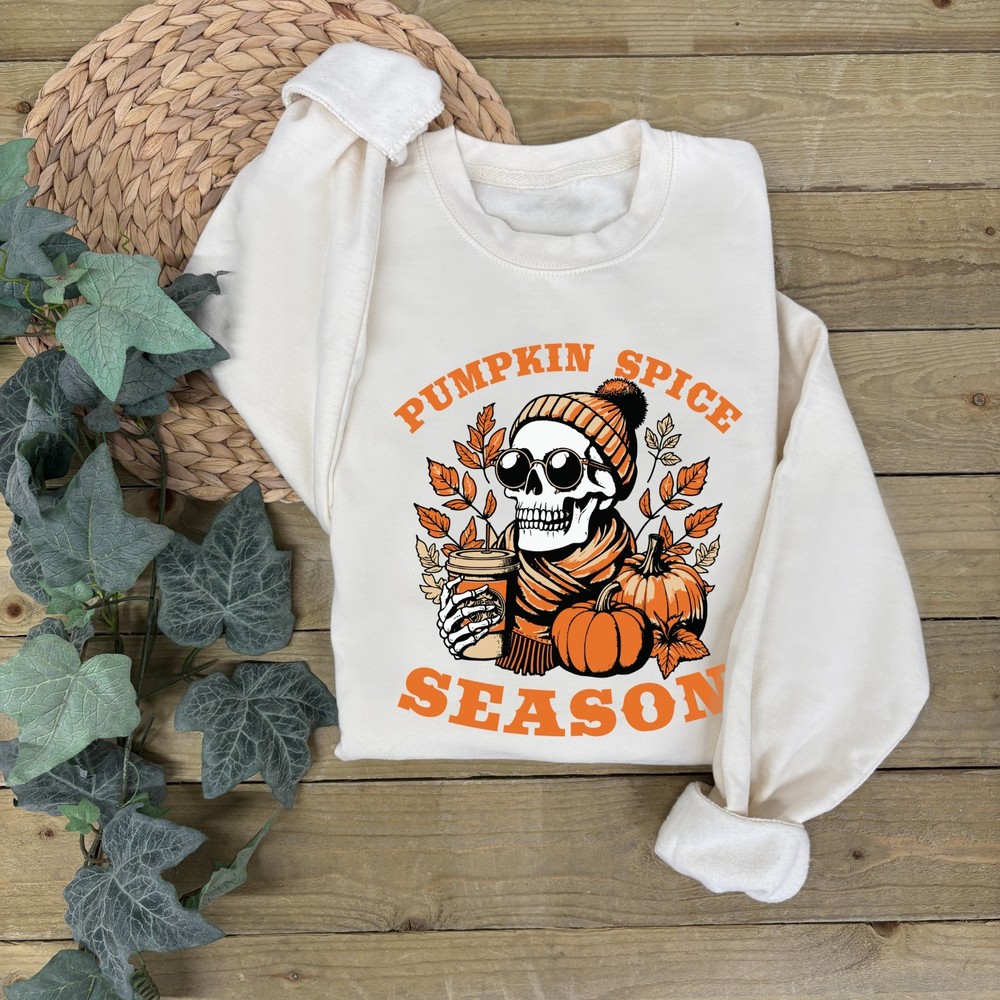 Pumpkin Spice Skeleton Jumper | Autumn Sweatshirt | Pumpkin Spice Theme Jumper