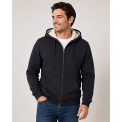 Weatherproof Vintage Mens XL Black Faux Fur Lined Full Zip Hoodie NWT