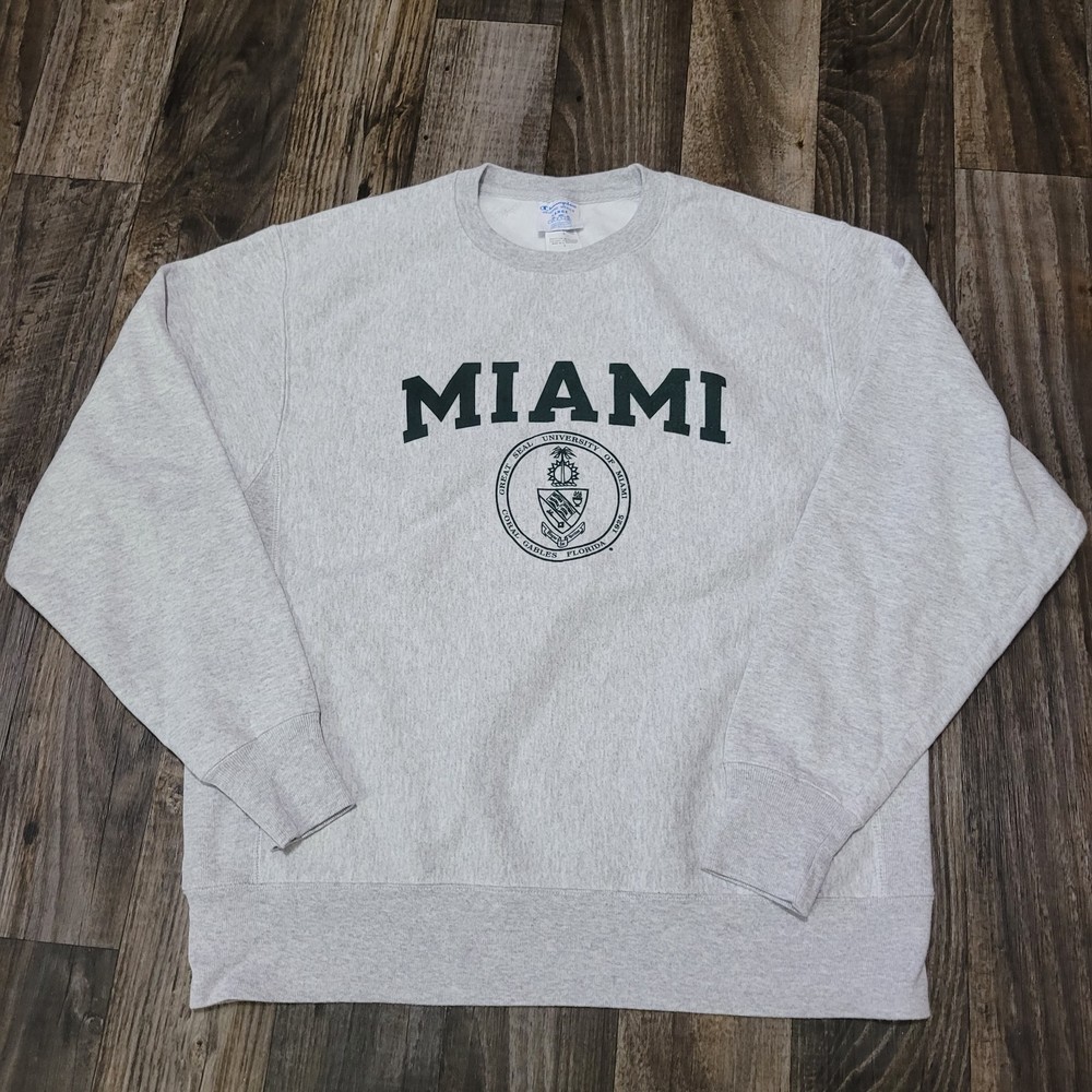 Vtg Champion Reverse Weave Miami University Sweatshirt Size Large Coral Gables