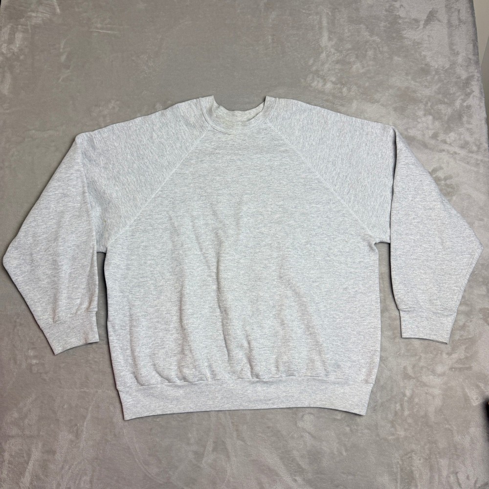 VTG 90s Tultex Blank Sweatshirt Men 2XL Light Gray Maximum Sweats Raglan Y2K