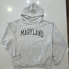 University of Maryland light heather grey cotton-blend Champion Hoodie Men XL