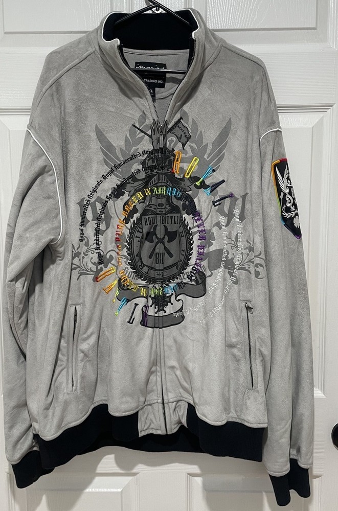 Imperious Delf Jacket Y2K Mens 2XL Gray Full Zip Graphic Front Back Hit