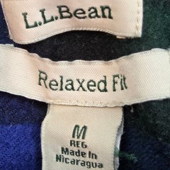 L.L. Bean Flannel Hoodie Mens M Relaxed Fit Full Zip Plaid Blue Green 502092 M