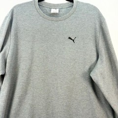 Puma Mens XXL Gray Ribbed Crewneck Sweatshirt Long Sleeve Cat Logo 892219-02