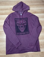 Bunker Branding Reaper 33 Fear None Skull Graphic Hoodie Men’s XL Purple