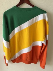 SAW Colorblock Crewneck Pullover Sweatshirt Embroidered Green Yellow M