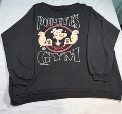VTG 1993 Popeye’s Gym Sweatshirt – Distressed Cut Collar 2XL SEE DESCRIPTION