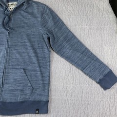 Surplus Hoodie Men 2XL Blue Full Zip Fleece Drawstring Hood Kangaroo Pockets
