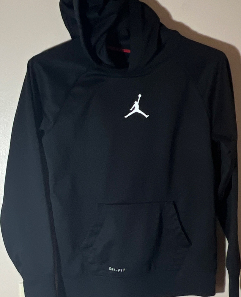 Jordan Dri-FIT Hoodie Teens S Black Pullover Long Sleeve Jumpman Logo