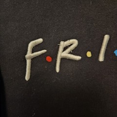 FRIENDS Hoodie Black Warner Bros TV Show Merch Embroidered Unisex Size Medium