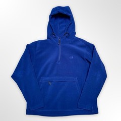 The North Face Fleece Hoodie Mens Medium Blue 1/4 Zip Pullover Anorak