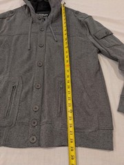 Kaun Hoodie Mens 2XL Charcoal Button Up Hood Fleece Jacket Zip Pockets Lined NWT