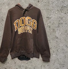 Dogg Supply, Snoop Dogg Mens Brown Orange Paisley Logo Hoodie Sweatshirt Large