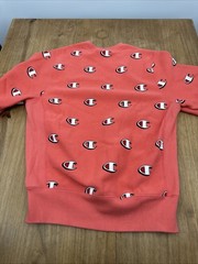 Champion Reverse Weave Long Sleeve Crew Neck Sweatshirt Men’s S Coral Pink Logos