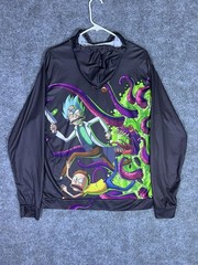 Rick & Morty Lightweight Hoodie Adult Size XL Purple Green Polyester Pullover