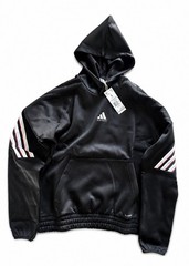 Adidas Men’s Basketball ClimaWarm Hoodie Black Striped Sleeve Pullover Small