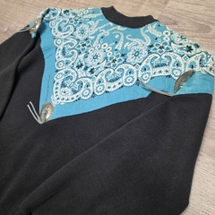 Vintage 80s Western Bandana Concho Sweatshirt Medium USA Black Turquoise Cowgirl