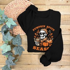 Pumpkin Spice Skeleton Jumper | Autumn Sweatshirt | Pumpkin Spice Theme Jumper