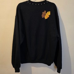 Jerzees Black Fall Pumpkin Moon Acorn Applique Sweatshirt Crewneck Mens Medium