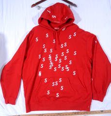 Authentic Supreme Embroidered Letter S Red Hoodie Men’s Size 2XL