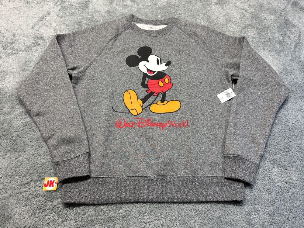 NEW Walt Disney World Sweater Adult Medium Gray Mickey Mouse Standing Parks WDW
