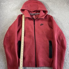 Nike Tech Fleece Hoodie Mens M Red Full Zip Activewear Sweatshirt