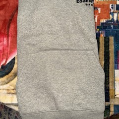 FOG Essentials Pullover Fleece Sweatshirt Hood Dark Grey Oatmeal Large