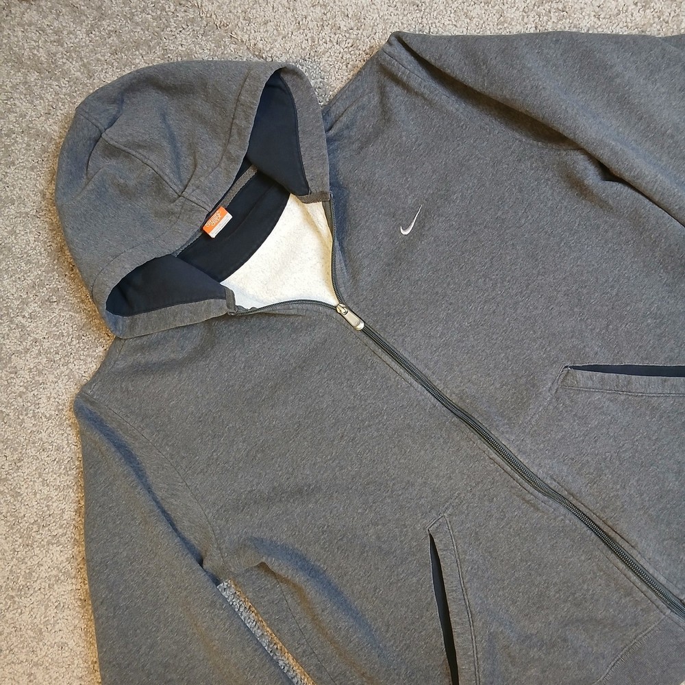 Nike The Athletic Dept Mens Large Gray Full Zip Fleece Hoodie Swoosh Logo