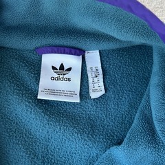 ADIDAS Men Polar Fleece Pullover Medium 1/4 Zip Jacket Teal Green Purple Orange